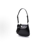 PRADA Cleo glossy magnetic clasp underarm bag, single-shoulder bag, mini women\'s black